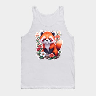 Cute Red Panda With Flowers Tank Top